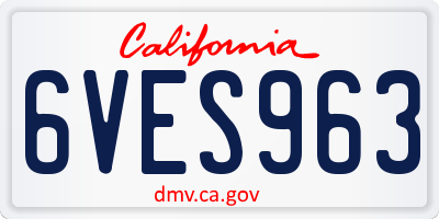 CA license plate 6VES963
