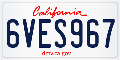 CA license plate 6VES967
