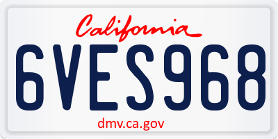CA license plate 6VES968