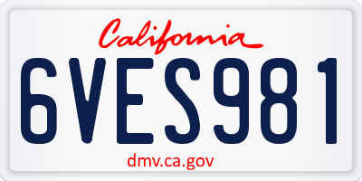 CA license plate 6VES981