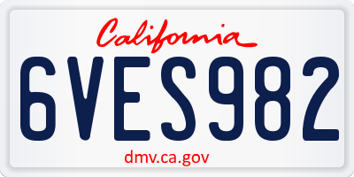 CA license plate 6VES982