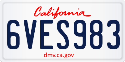 CA license plate 6VES983
