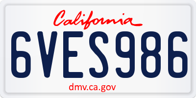 CA license plate 6VES986