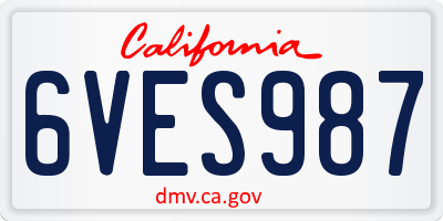 CA license plate 6VES987