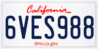 CA license plate 6VES988