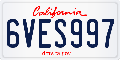 CA license plate 6VES997