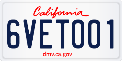 CA license plate 6VET001
