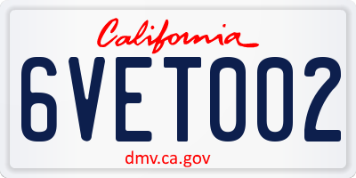 CA license plate 6VET002