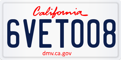 CA license plate 6VET008