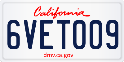CA license plate 6VET009