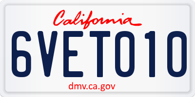 CA license plate 6VET010
