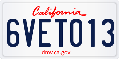 CA license plate 6VET013