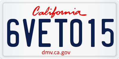 CA license plate 6VET015