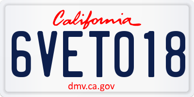 CA license plate 6VET018