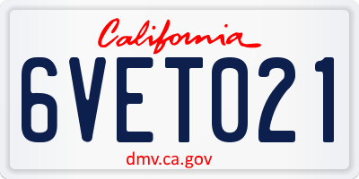 CA license plate 6VET021