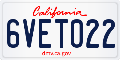 CA license plate 6VET022