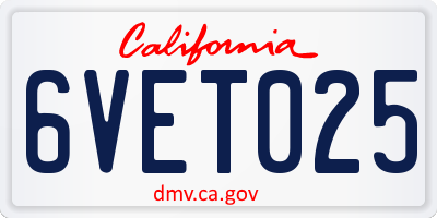 CA license plate 6VET025