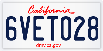 CA license plate 6VET028