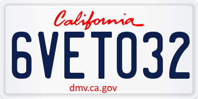 CA license plate 6VET032
