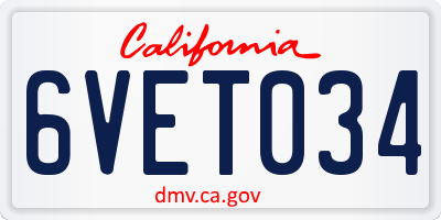 CA license plate 6VET034
