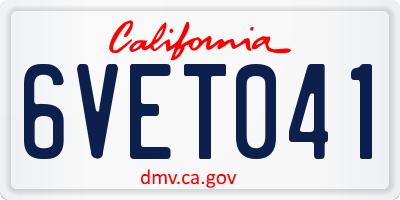 CA license plate 6VET041
