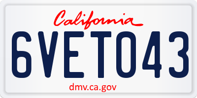CA license plate 6VET043