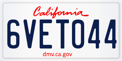 CA license plate 6VET044