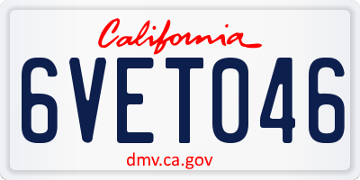 CA license plate 6VET046