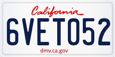 CA license plate 6VET052