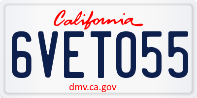 CA license plate 6VET055