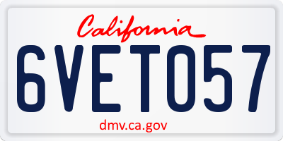 CA license plate 6VET057
