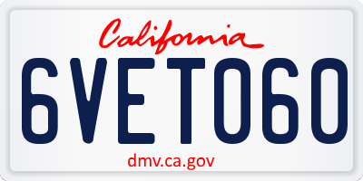 CA license plate 6VET060