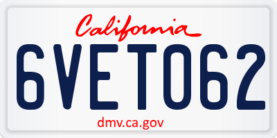CA license plate 6VET062
