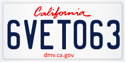 CA license plate 6VET063