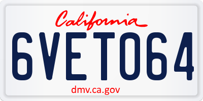 CA license plate 6VET064