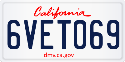 CA license plate 6VET069