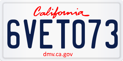 CA license plate 6VET073