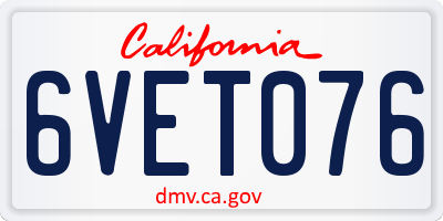 CA license plate 6VET076