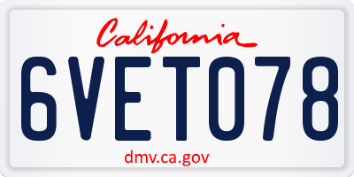 CA license plate 6VET078