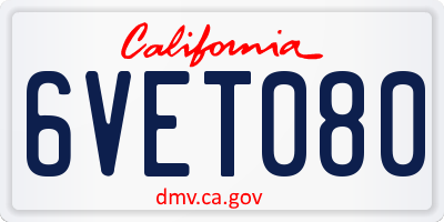 CA license plate 6VET080