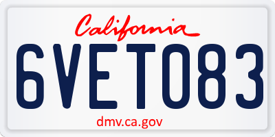 CA license plate 6VET083