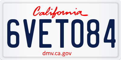 CA license plate 6VET084