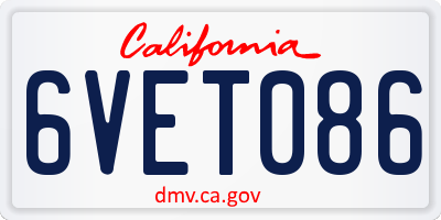 CA license plate 6VET086