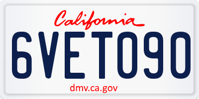 CA license plate 6VET090