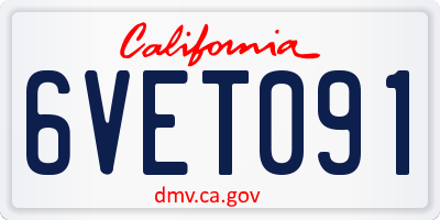 CA license plate 6VET091