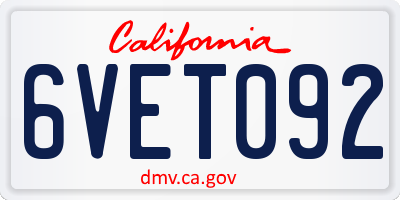 CA license plate 6VET092