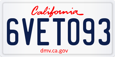 CA license plate 6VET093