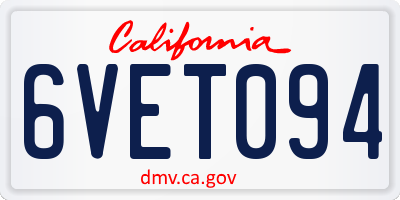 CA license plate 6VET094