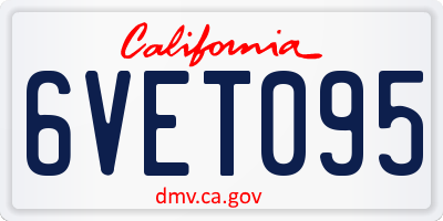 CA license plate 6VET095