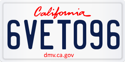 CA license plate 6VET096